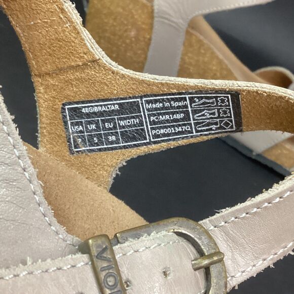 Vionic Orthaheel Strappy Slingback-Women 7-Tan-Flower-Buckle-Cork Heel-Gibraltar - Picture 13 of 13